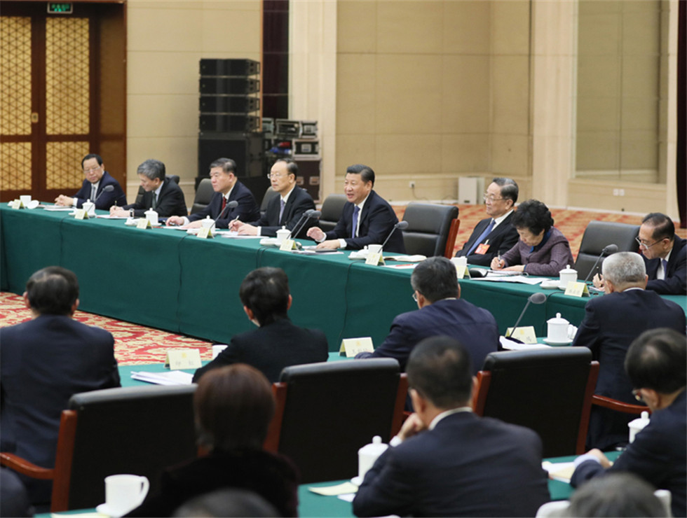 習近平看望參加政協(xié)會議的民進農工黨九三學社委員