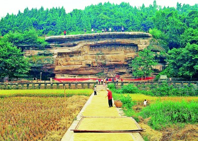唐代釋迦牟尼涅槃圖，位于四川省安岳縣臥佛鎮(zhèn)臥佛院。