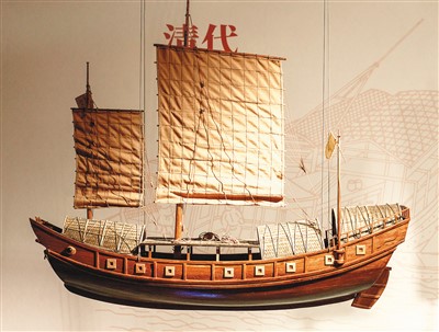 清代漕船模型。 　　中國京杭大運河博物館供圖