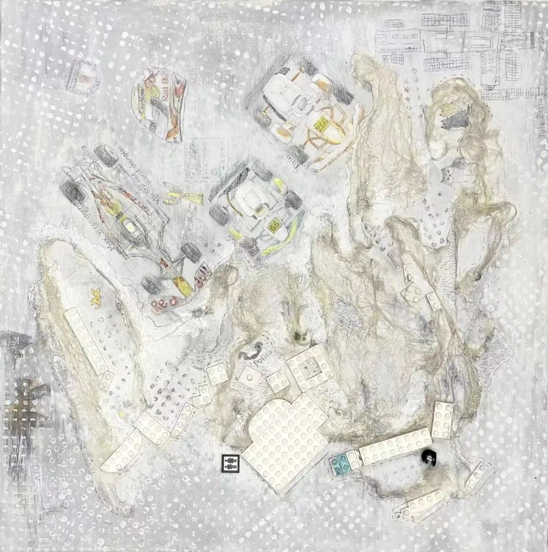 《我的世界》  作者：張容有 尺寸：50x50cm 材料：丙烯、色粉筆、綜合材料 創(chuàng)作年齡：9歲    最具藝術(shù)獎(jiǎng)