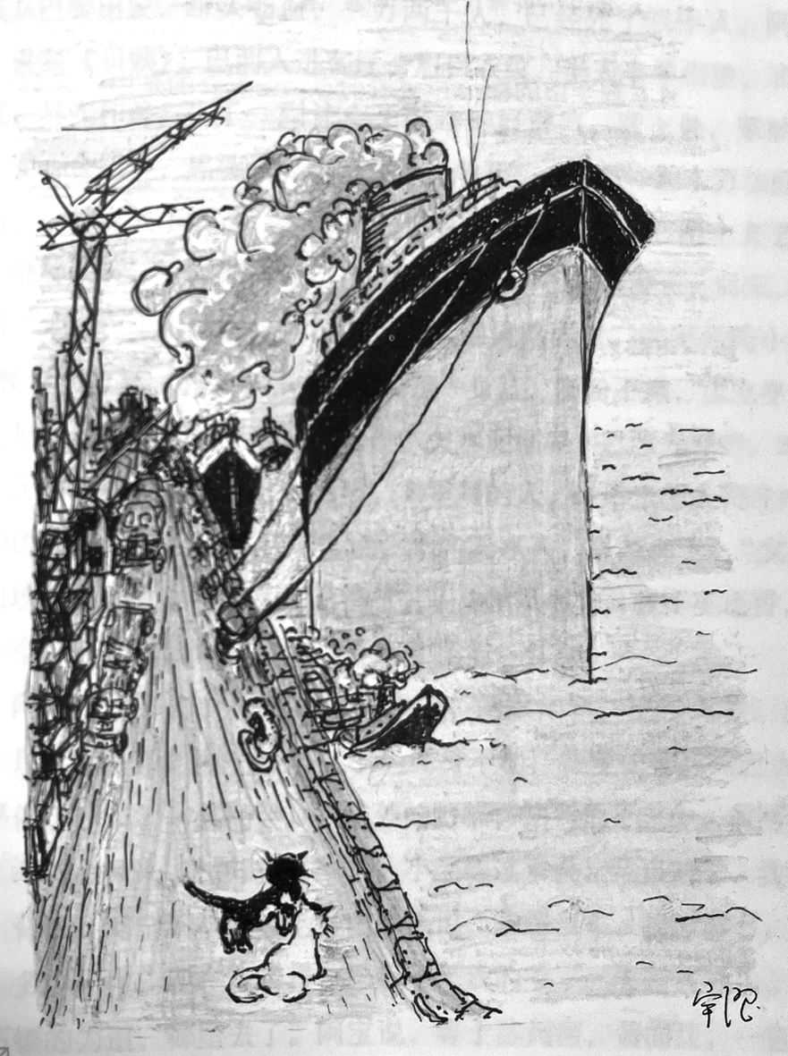 文中提到一動(dòng)不動(dòng)的江鷗，我始終找不準(zhǔn)位置，畫(huà)在哪里才好，最后，就這樣了