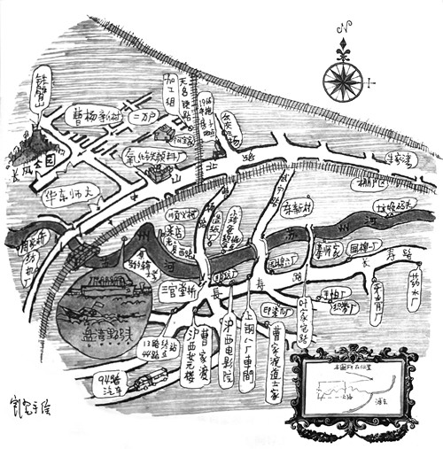 七十年代滬西局部，按記憶所畫(huà)。所有工廠(chǎng)，現(xiàn)已經(jīng)拆除殆盡