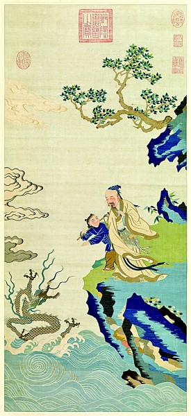 竹杖化龍圖 為明代緙絲作品。緙絲，又稱“刻絲”，是中國傳統(tǒng)絲綢藝術(shù)品中的精華。