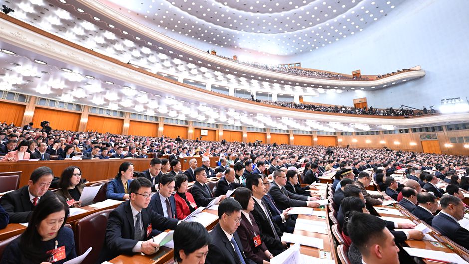 3月4日，中國人民政治協(xié)商會議第十四屆全國委員會第二次會議在北京人民大會堂開幕。新華社記者 謝環(huán)馳 攝