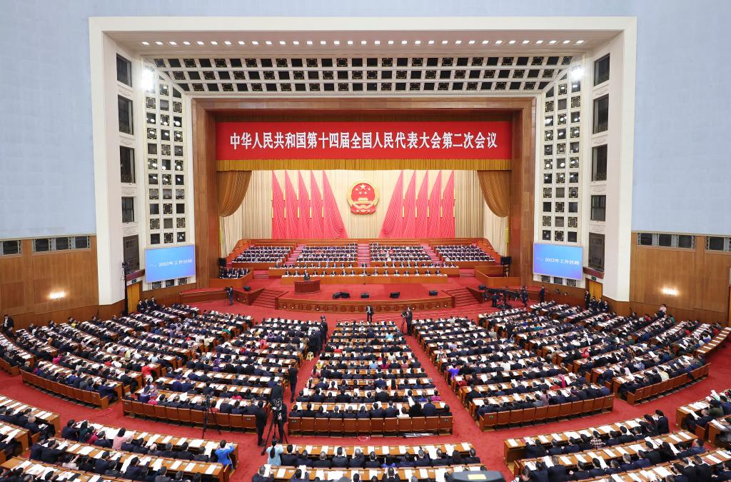3月5日，第十四屆全國(guó)人民代表大會(huì)第二次會(huì)議在北京人民大會(huì)堂開(kāi)幕。新華社記者 丁海濤 攝