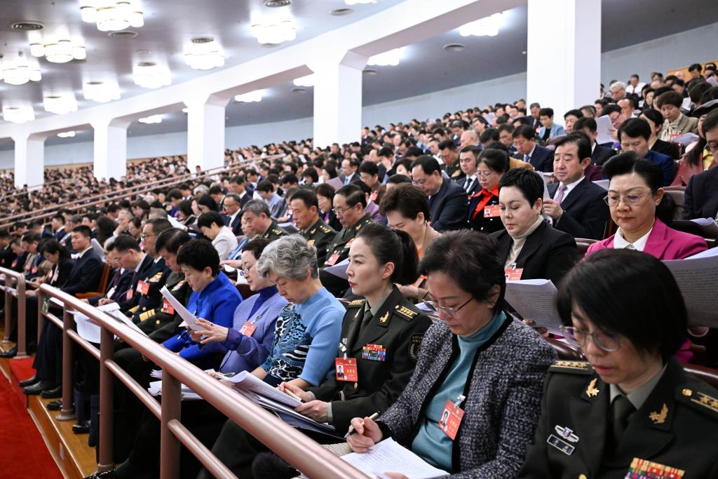 3月5日，第十四屆全國(guó)人民代表大會(huì)第二次會(huì)議在北京人民大會(huì)堂開(kāi)幕。這是全國(guó)政協(xié)委員列席大會(huì)。新華社記者 申宏 攝