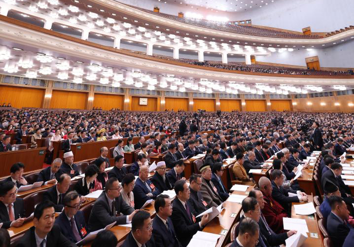 3月7日，全國政協(xié)十四屆二次會(huì)議在北京人民大會(huì)堂舉行第二次全體會(huì)議。?新華社記者 金立旺 攝