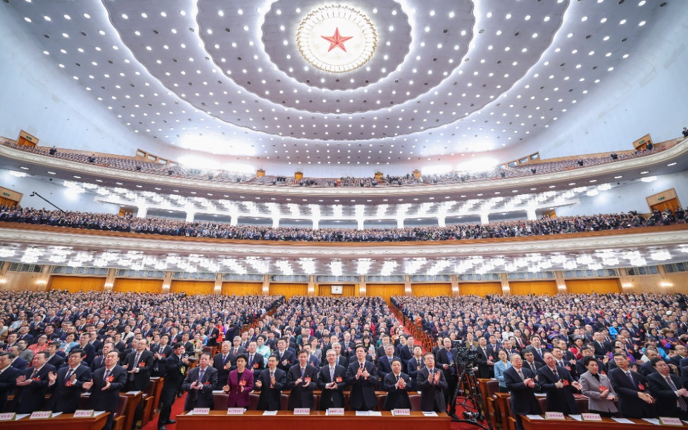 3月8日，十四屆全國人大二次會議在北京人民大會堂舉行第二次全體會議。新華社記者 丁海濤 攝