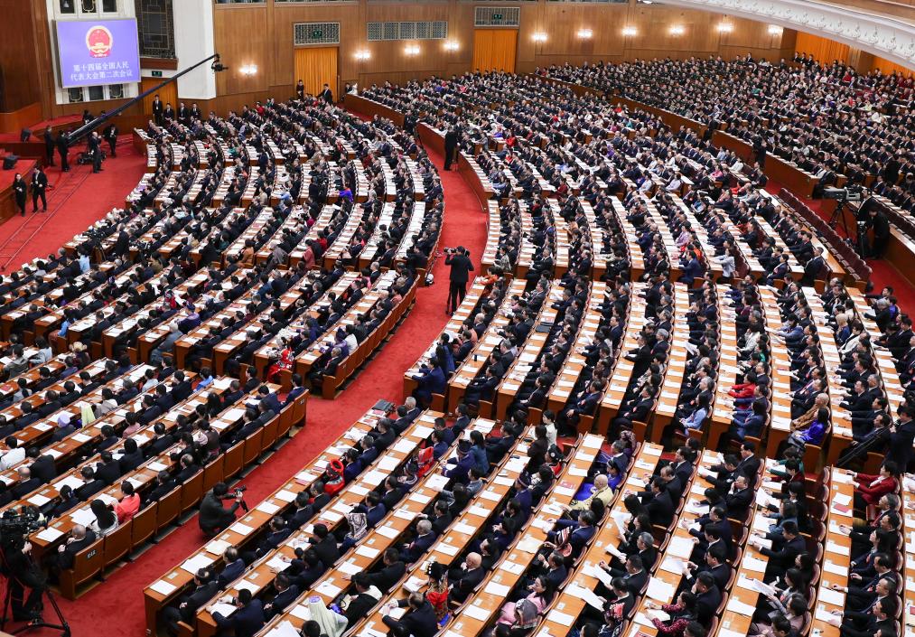 3月8日，十四屆全國人大二次會議在北京人民大會堂舉行第二次全體會議。新華社記者 劉續(xù) 攝