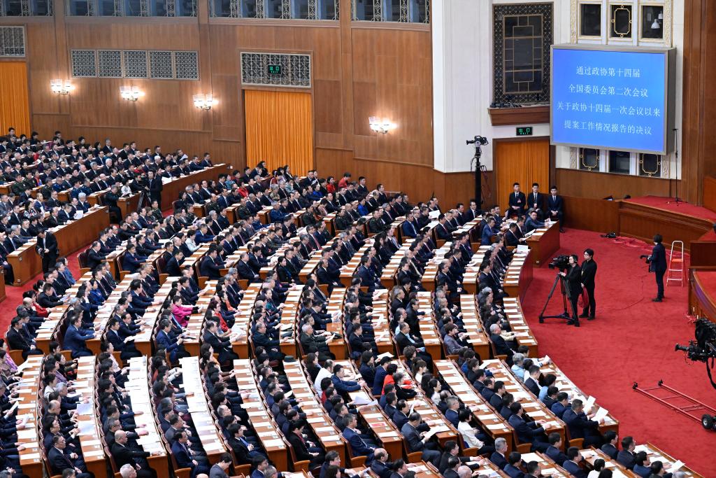 3月10日，中國人民政治協(xié)商會(huì)議第十四屆全國委員會(huì)第二次會(huì)議在北京人民大會(huì)堂舉行閉幕會(huì)。新華社記者 申宏 攝