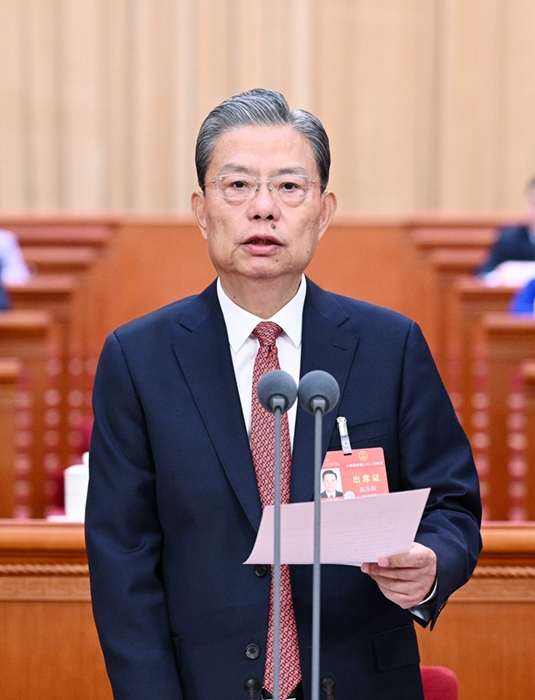 3月11日，第十四屆全國人民代表大會(huì)第二次會(huì)議在北京人民大會(huì)堂舉行閉幕會(huì)。趙樂際主持閉幕會(huì)并講話。新華社記者 李學(xué)仁 攝