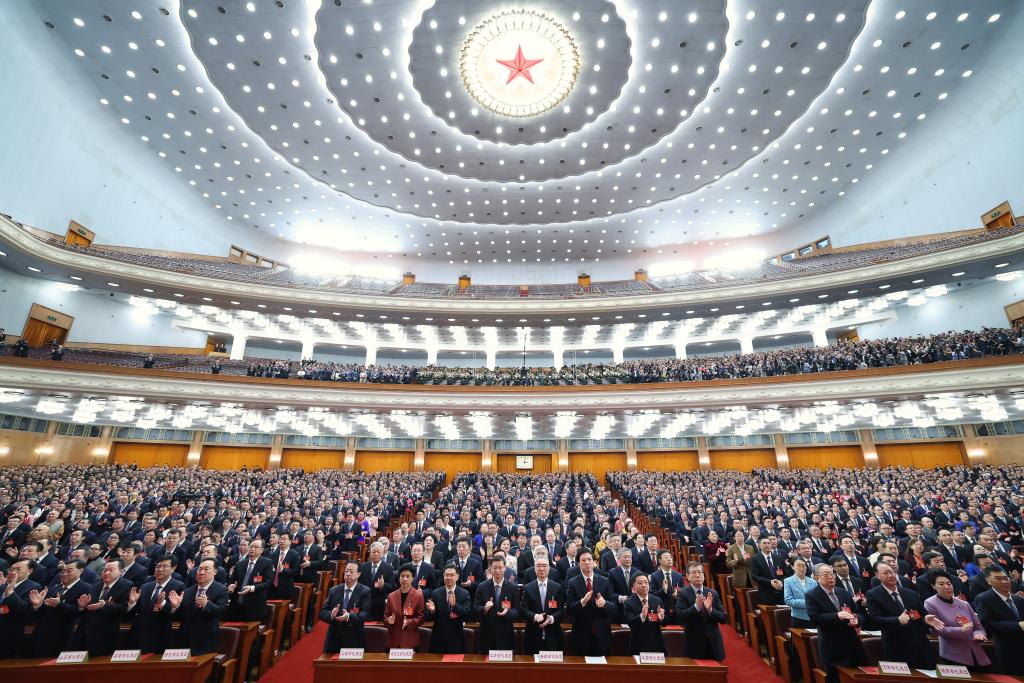 3月11日，第十四屆全國人民代表大會第二次會議在北京人民大會堂舉行閉幕會。新華社記者 黃敬文 攝