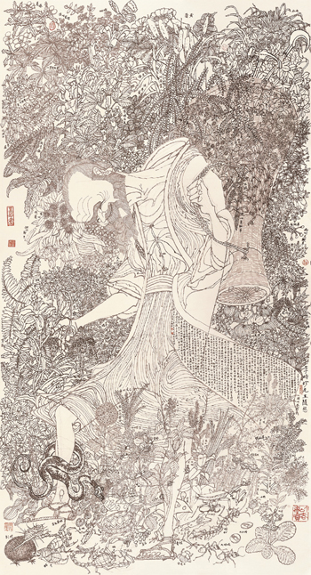 李時(shí)珍先生隨想（中國(guó)畫(huà)）　黃永玉