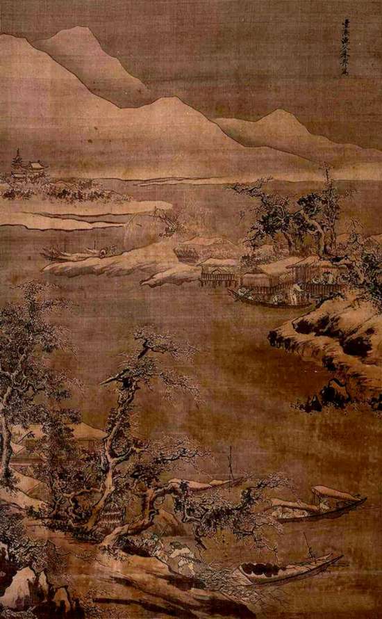 明 朱邦《雪江賣(mài)魚(yú)圖》