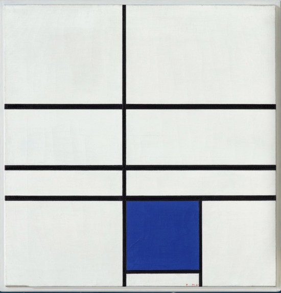 蒙德里安，《雙線藍(lán)構(gòu)圖》，1936年，布面油畫，貝耶勒基金會藏（貝耶勒基金會展品）