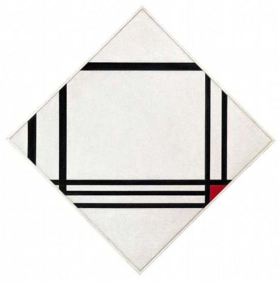 蒙德里安，《八條線紅色矩形的菱形構(gòu)成》，1938年，布面油畫，貝耶勒基金會藏（貝耶勒基金會展品）